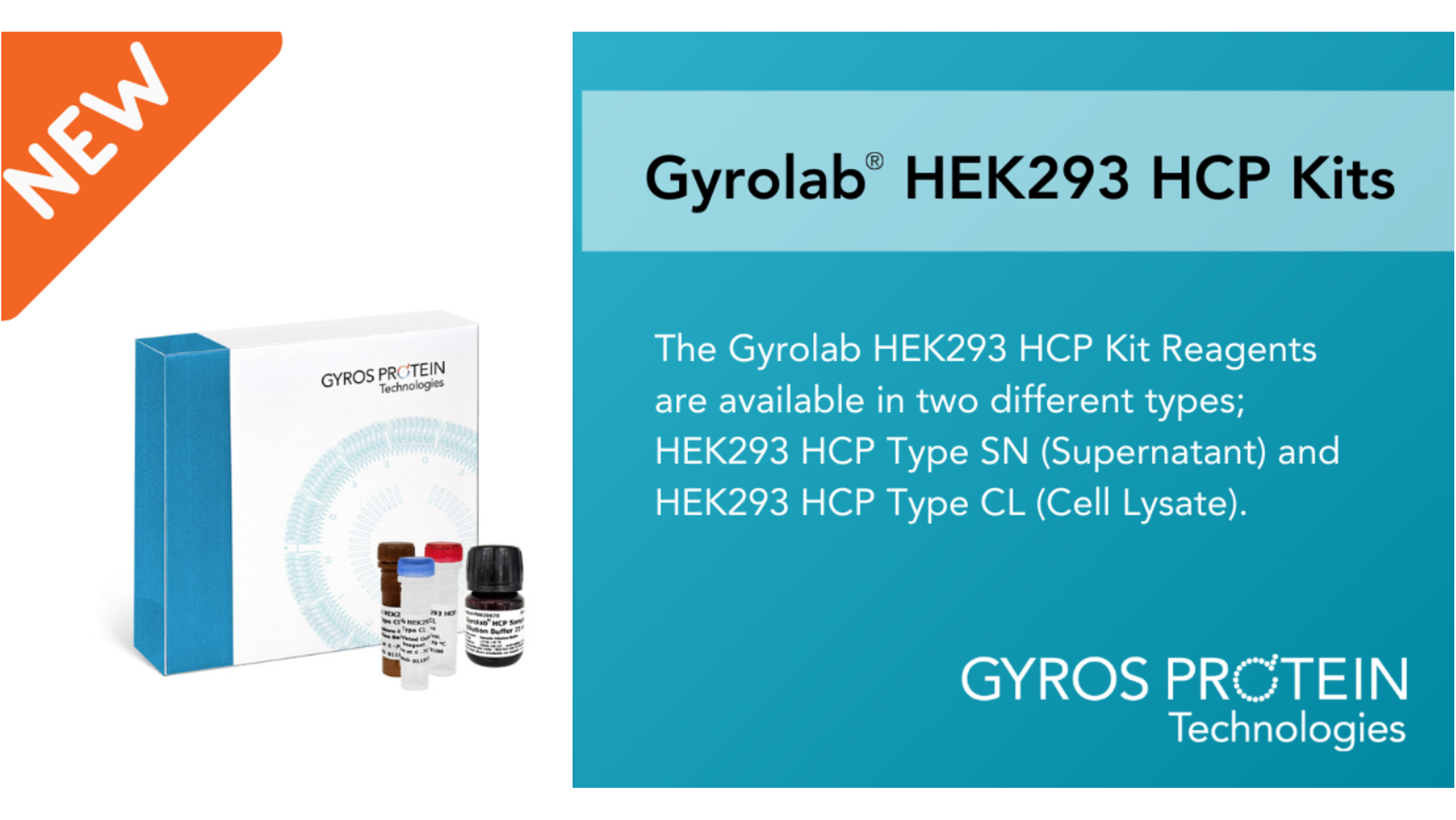 Gyros Protein Technologies introduces Gyrolab HEK293 HCP Type SN and Type CL Kit Reagents to support biotherapeutic development