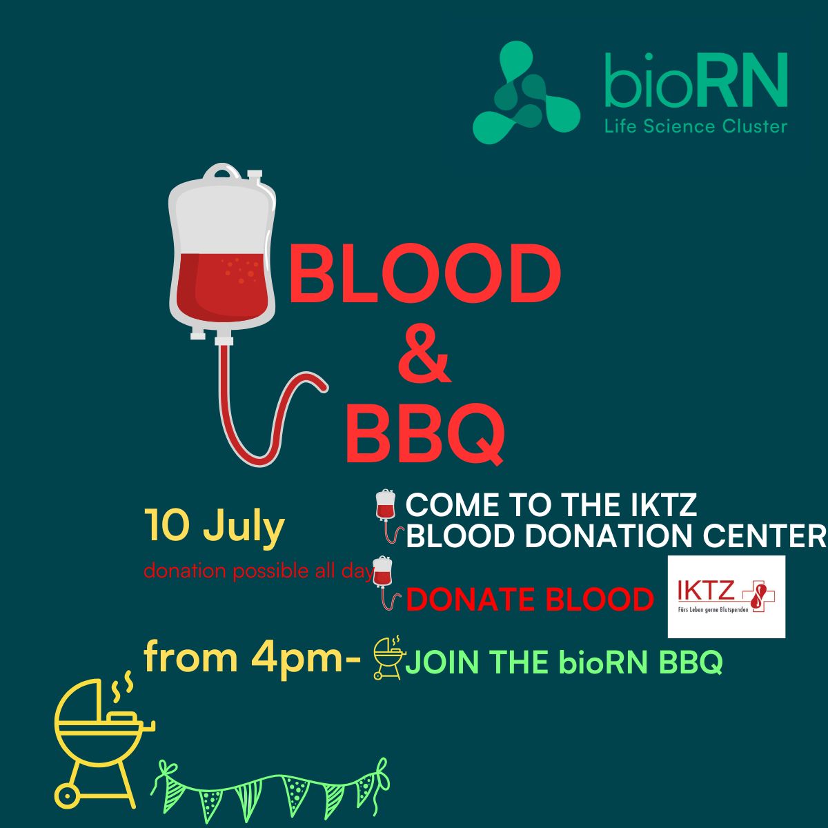 bioRN Blood & BBQ – bioRN Summer BBQ with Blood Donation Call